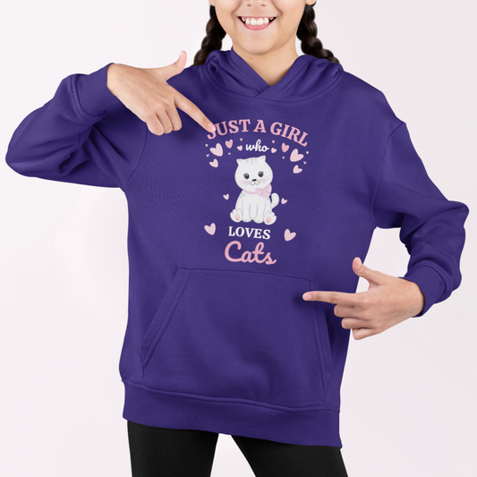 Just A Girl Who Loves Cats  - Girls Pullover Hoodie