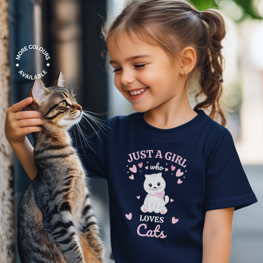 Just a Girl Who Loves Cats - Kids Printed T-shirt