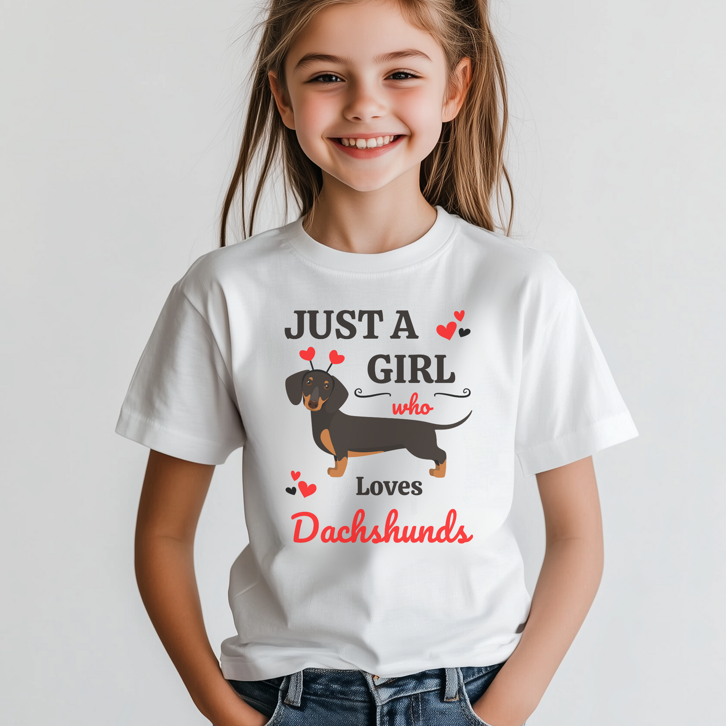 "Just A Girl Who Loves Dachshunds" Kids T-shirt | 3 - 13 years