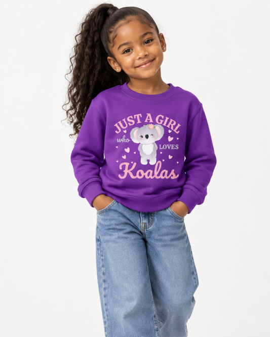 Girls “Just A Girl Who Loves Koalas” Sweatshirt - Cute Koala Jumper (Ages 3-13)