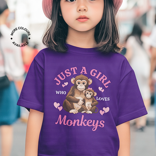 Just A Girl Who Loves Monkeys T-shirt | 3 - 13 years