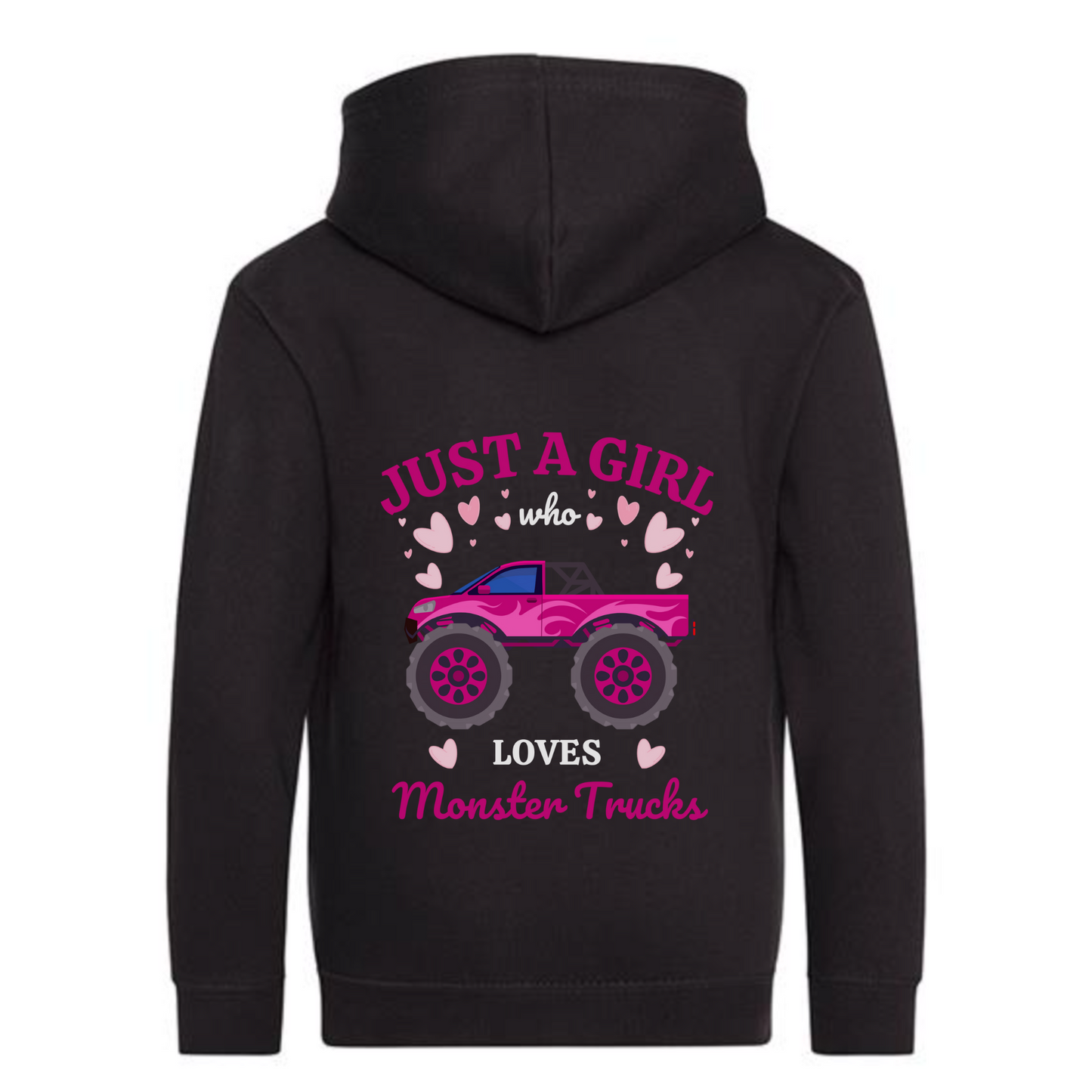 Girls Personalised Monster Truck Zip Hoodie | 3 - 13 years