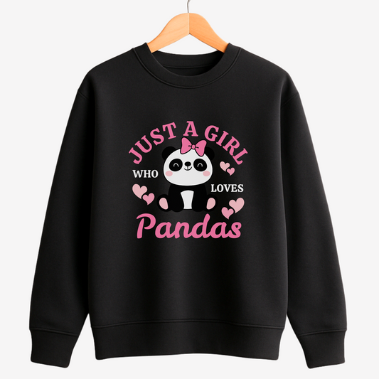 "Just a Girl Who Loves Pandas " Girls Sweatshirt | 3-13 yrs