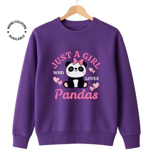 "Just a Girl Who Loves Pandas " Girls Sweatshirt | 3-13 yrs