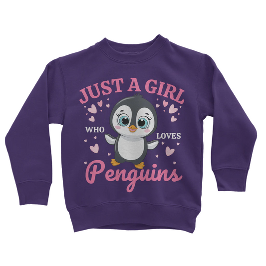 "Just a Girl Who Loves Penguins " Girls Sweatshirt