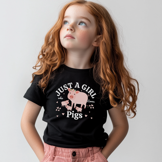 Just a Girl Who Love Pigs - Girls Pig T-shirt | 3 - 13 years