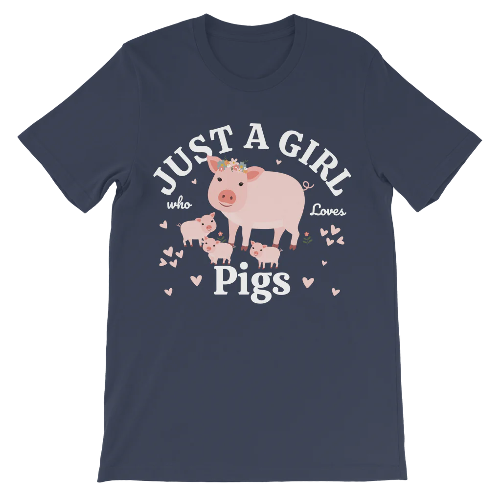 Just a Girl Who Love Pigs - Girls Pig T-shirt | 3 - 13 years