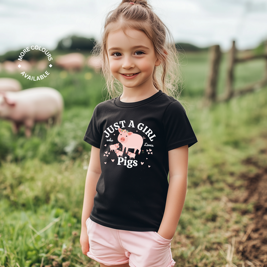 Just a Girl Who Love Pigs - Girls Pig T-shirt | 3 - 13 years