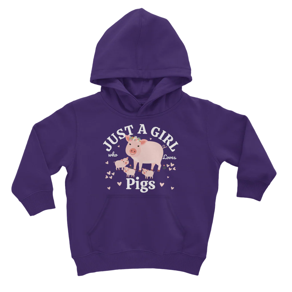kids purple Just a girl who loves pigs hooded sweatshirt