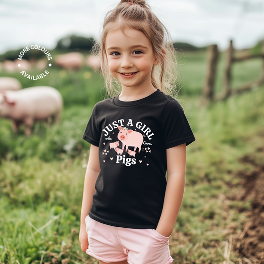 Just a Girl Who Love Pigs - Girls Pig T-shirt | 3 - 13 years