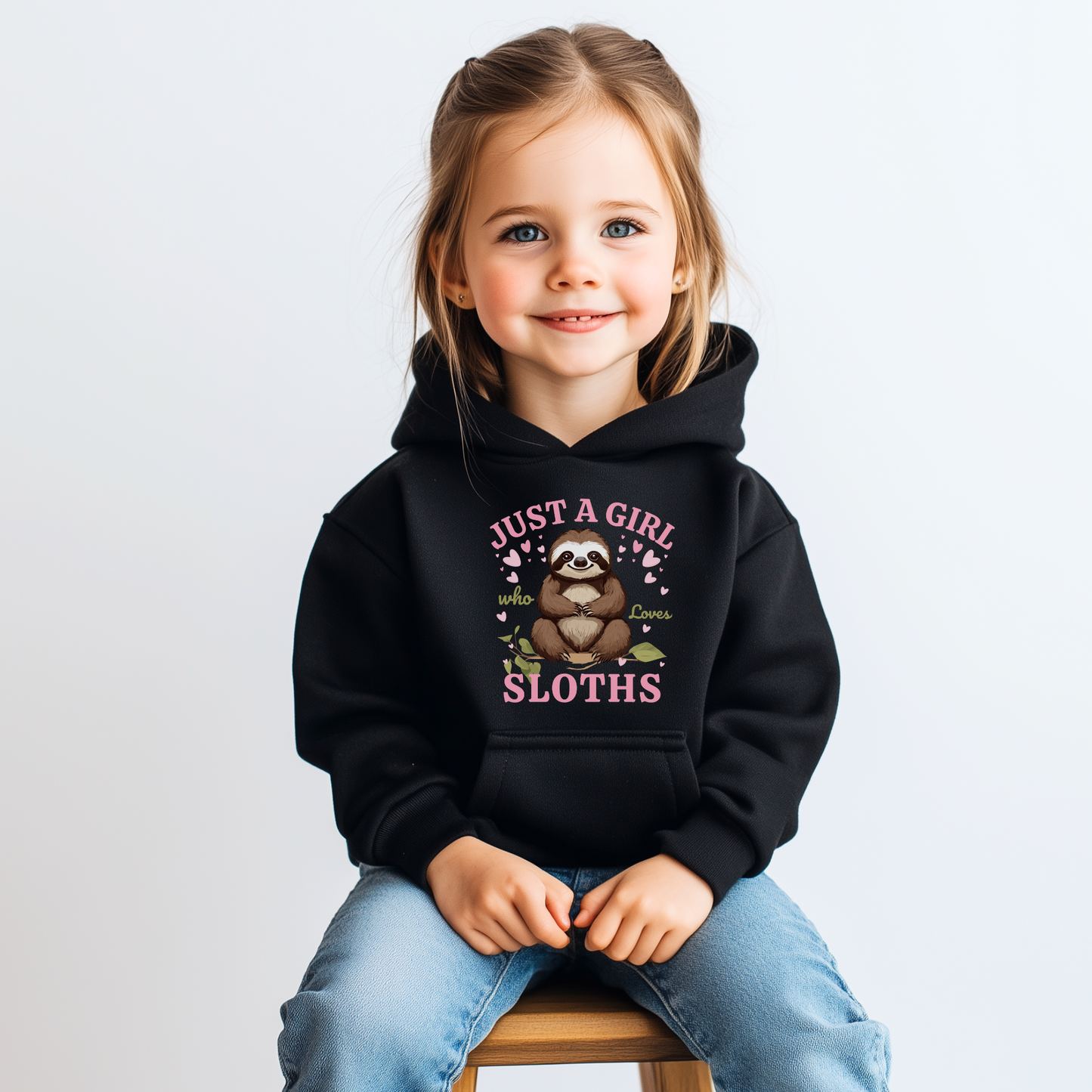 "Just a Girl who Loves Sloths" Girls Sloth Hoodie | 3 - 13 years