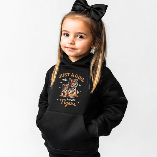 Just a Girl who loves Tigers - Girls Tiger Hoodie | 3 - 13 years