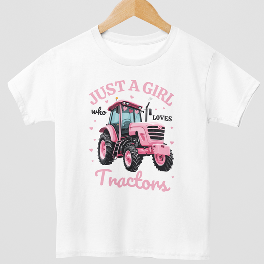 Just A Girl Who Loves Tractors - Kids Cotton Tee