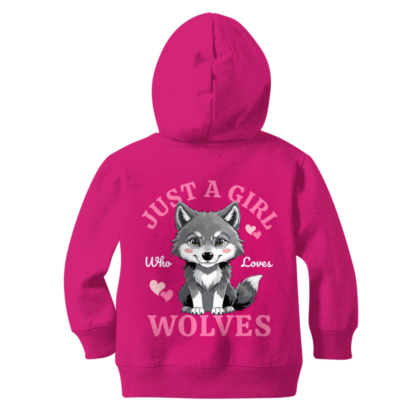 Girls “Just A Girl Who Loves Wolves” Zip Hoodie (3-13 Yrs)