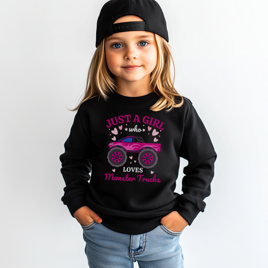 Just a Girl who loves Monster Trucks - Kids Sweatshirt