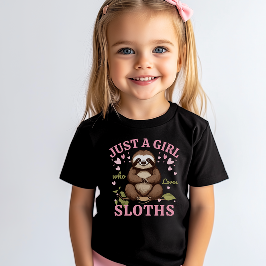 Just a Girl who loves Sloths - Kids Cotton T-shirt | 3 - 13 years