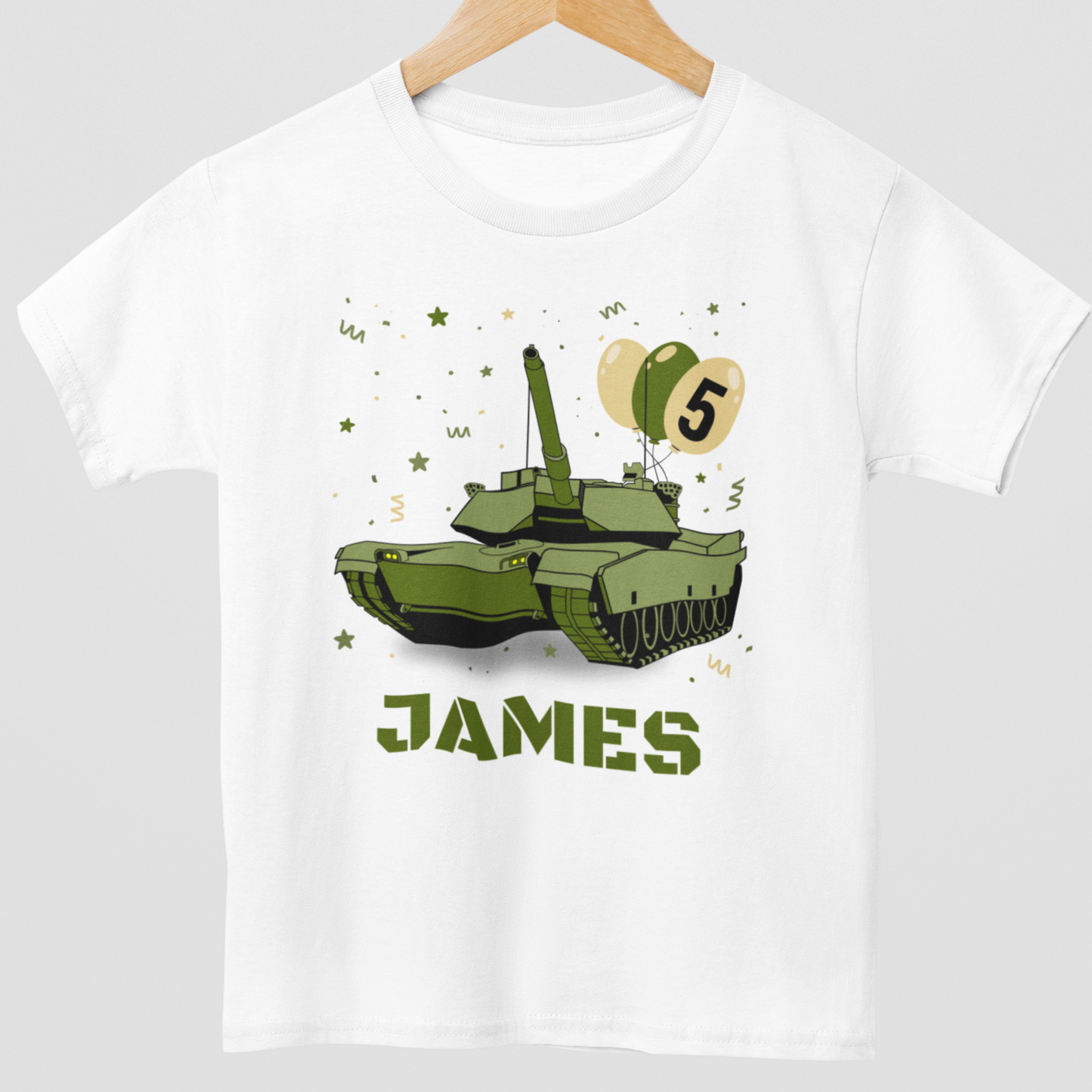 Kids Army Tank Birthday T-shirt | 3 - 11 years