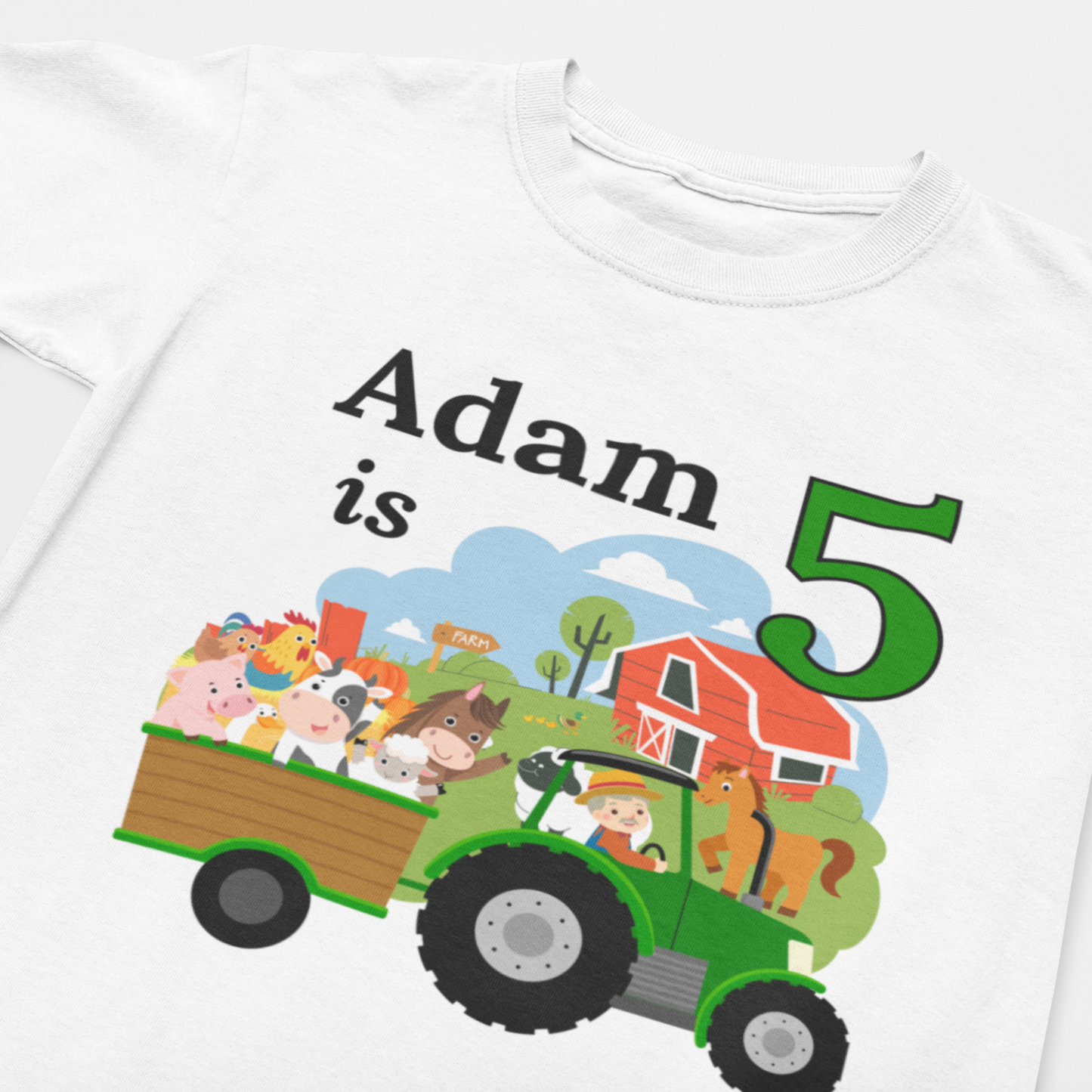 Boys Farmyard Animals & Tractor Birthday T-shirt | 3 - 6 years