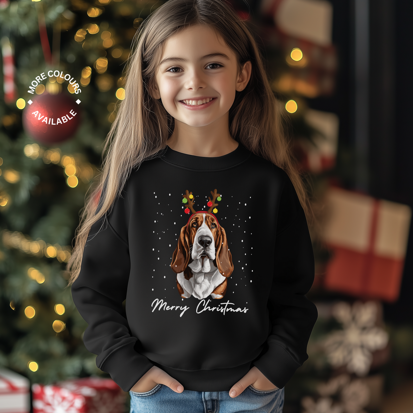 Kids Basset Hound Christmas Jumper | 3 - 13 years