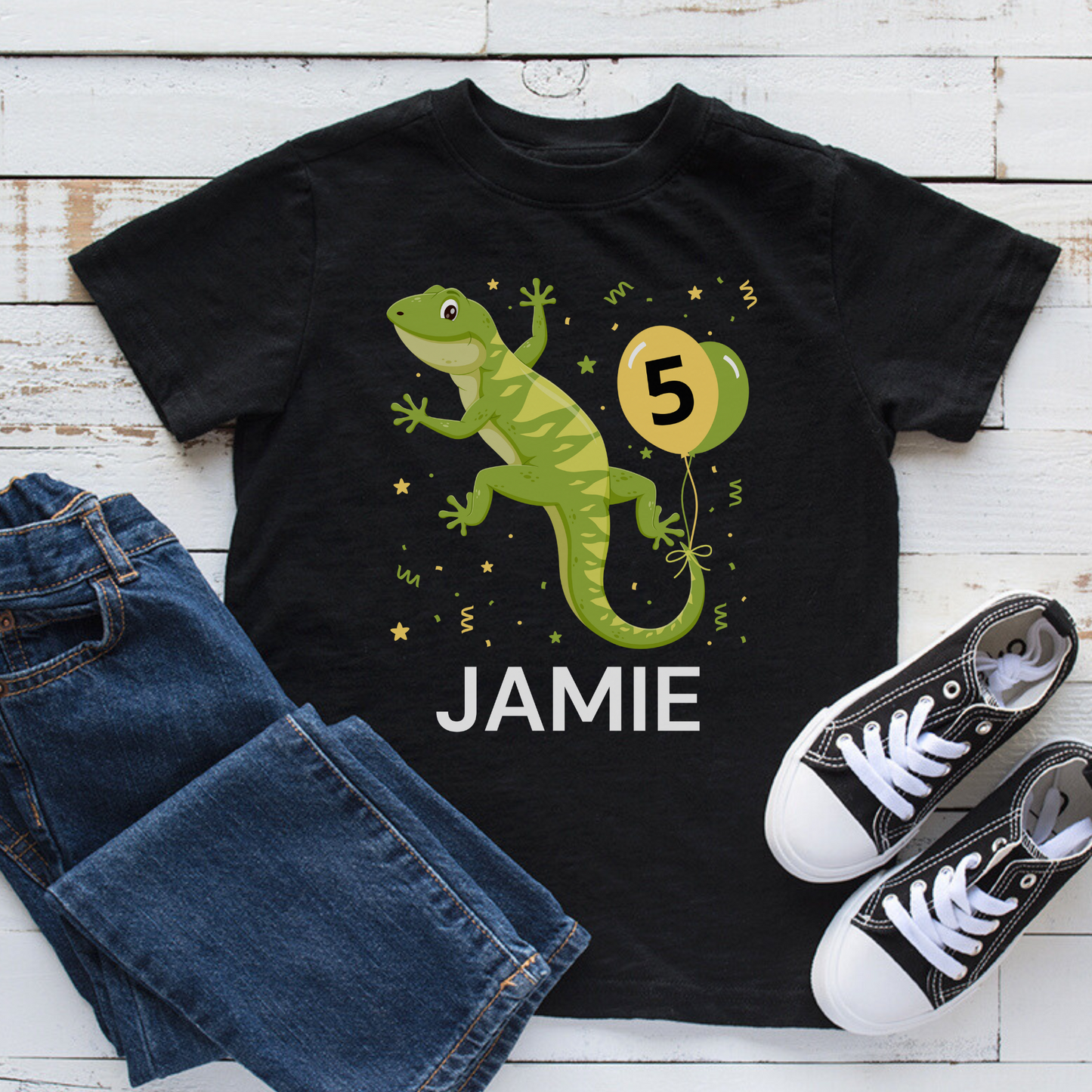 Funny Green Gecko - Kids Birthday T-shirt | 3 - 11 years