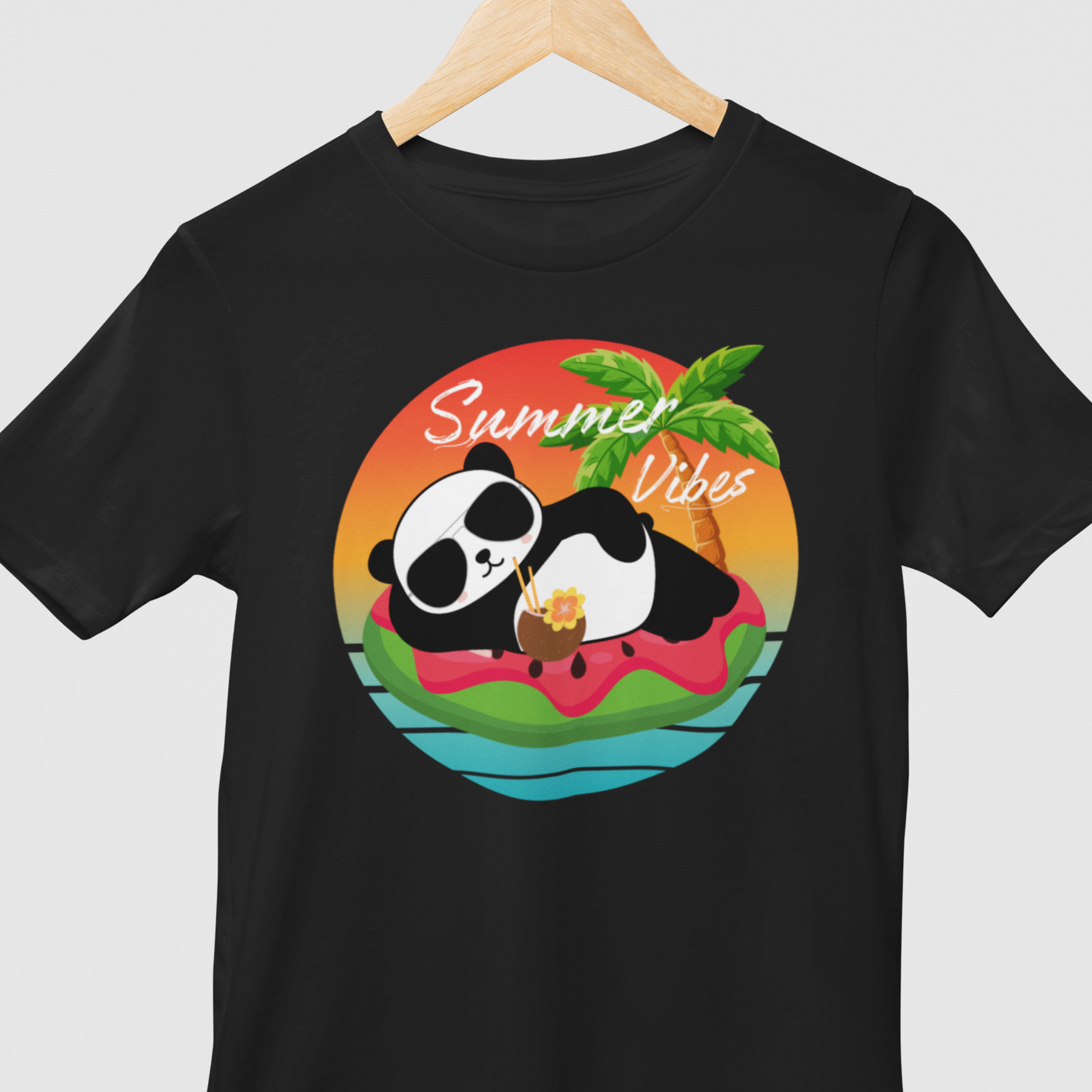 Unisex Kids Summer Vibes Panda T-shirt