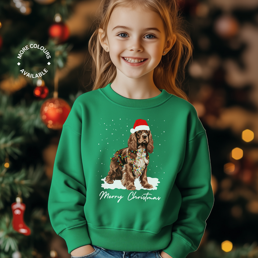 Brown & White Cocker Spaniel Christmas Jumper - Unisex Kids