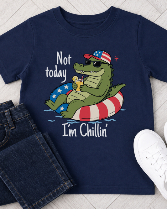Kids Alligator T-Shirt – Not Today, I’m Chillin’ Summer Tee