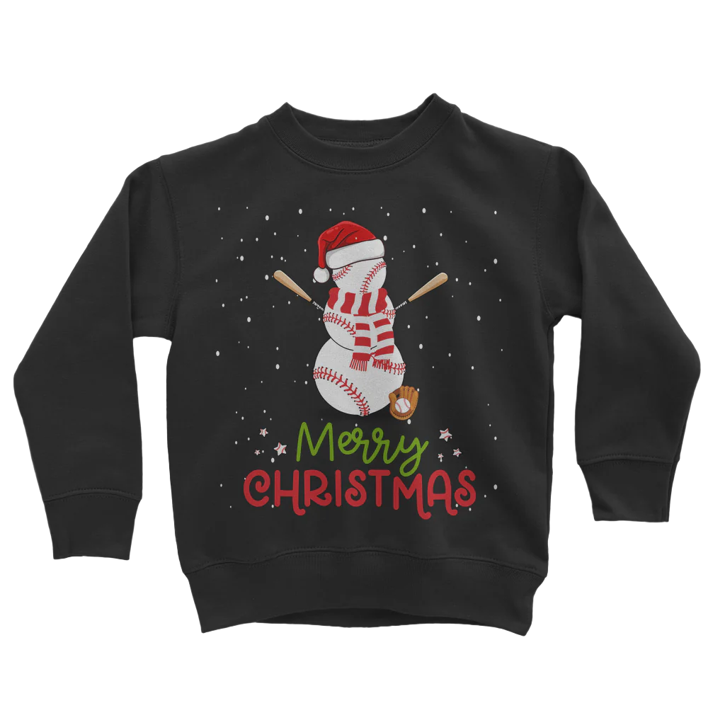 Kids "Baseball Snowman" Christmas Sweatshirt | 3 - 13 years