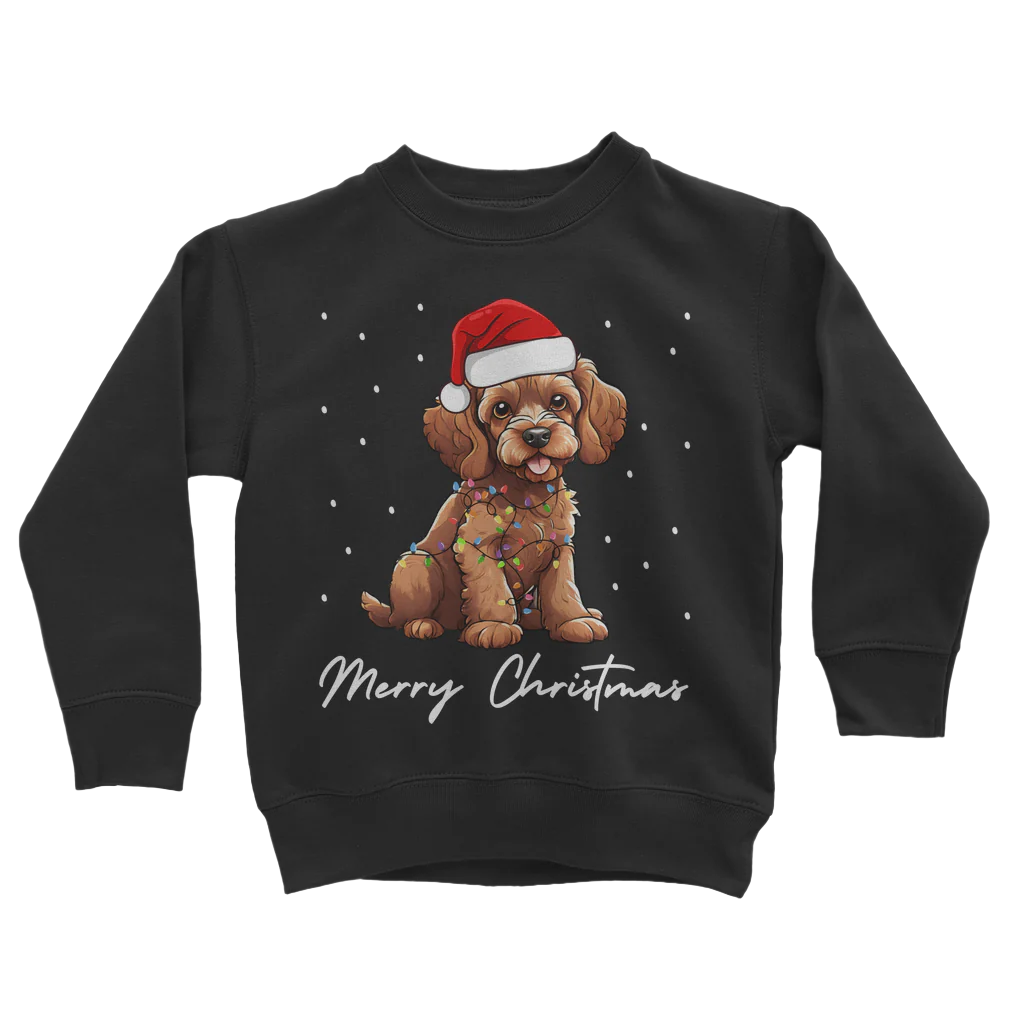 Festive Brown Cockapoo - Kids Christmas Sweatshirt