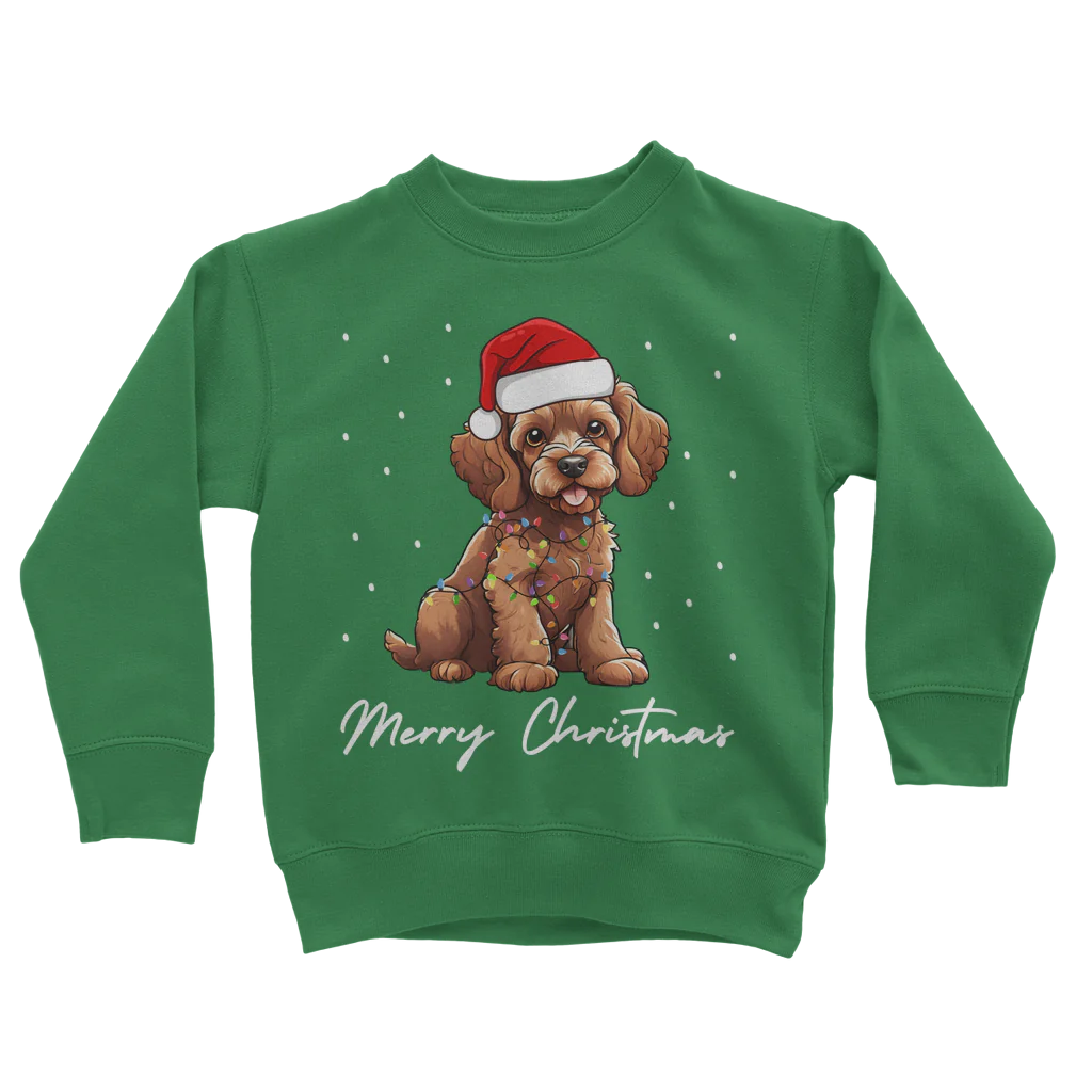 Festive Brown Cockapoo - Kids Christmas Sweatshirt