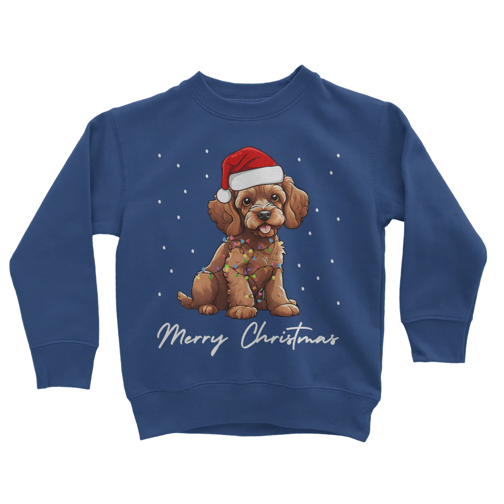 Festive Brown Cockapoo - Kids Christmas Sweatshirt