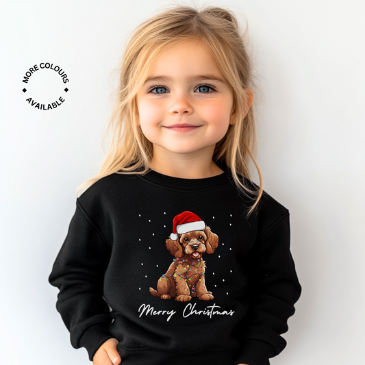 Festive Brown Cockapoo - Kids Christmas Sweatshirt