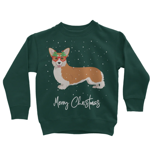 Kids Festive Corgi Christmas Sweatshirt | 3 - 13 years