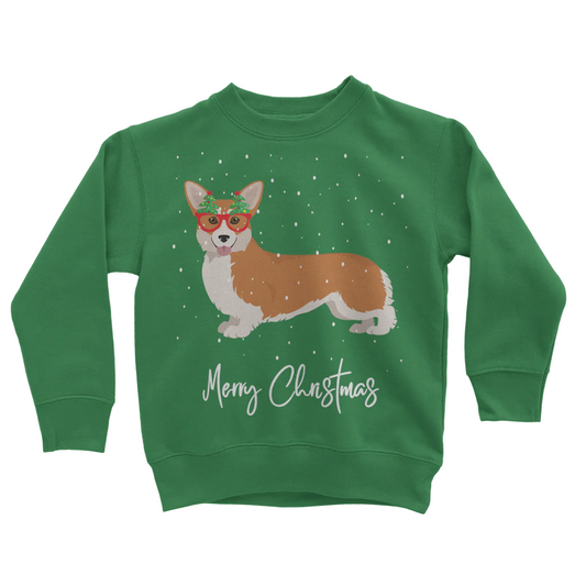 Kids Festive Corgi Christmas Sweatshirt | 3 - 13 years