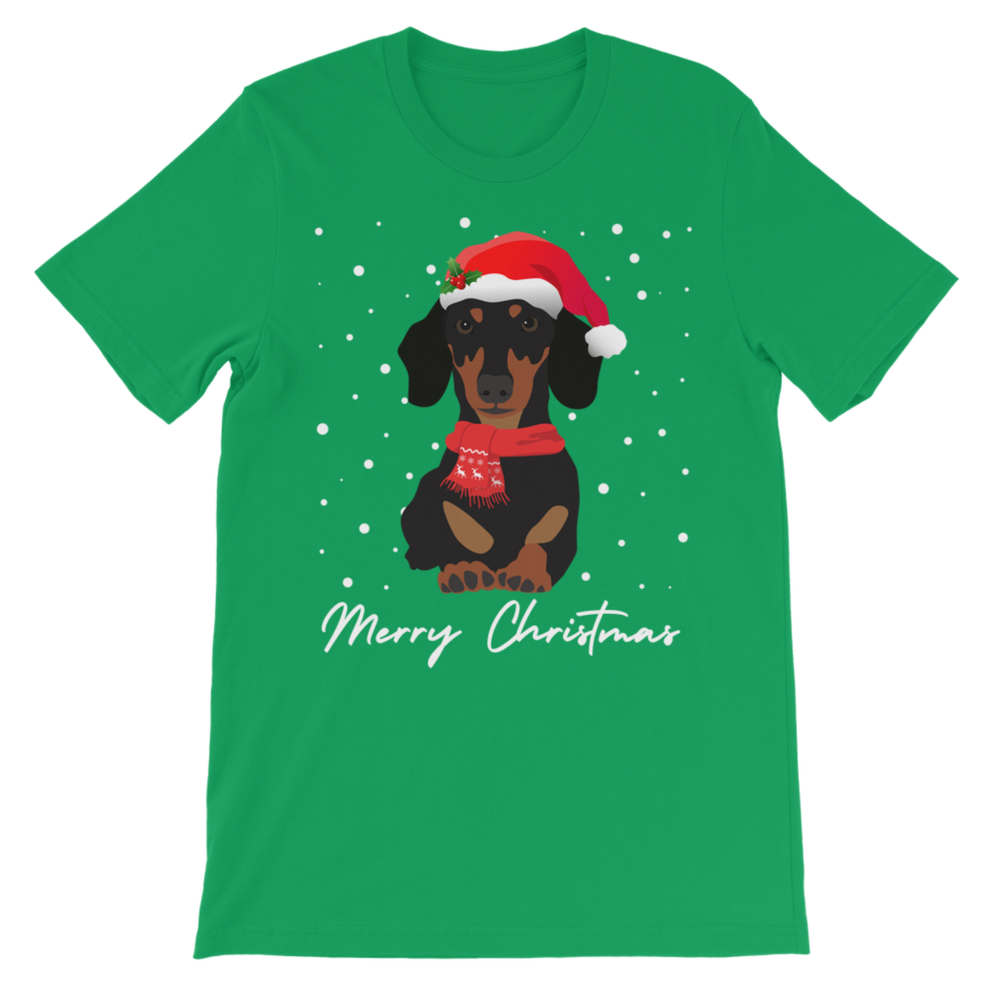Kids kelly green Christmas dachshund t-shirt Merry Christmas sausage dog design