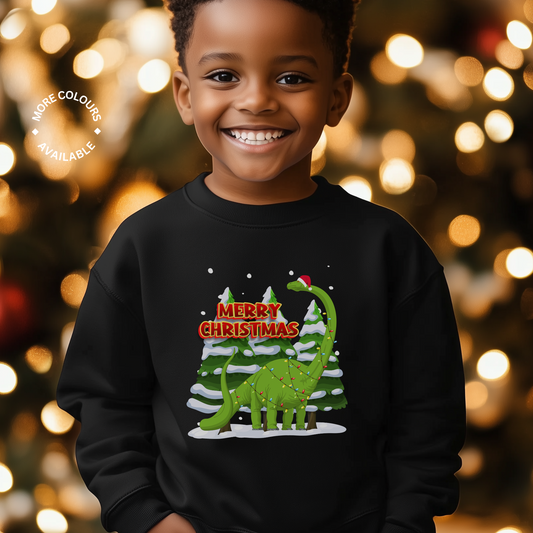 Festive Dinosaur - Kids Christmas Sweatshirt