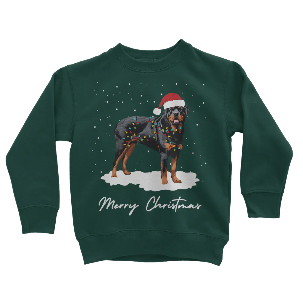 Festive Rottweiler - Unisex Kids Christmas Sweatshirt