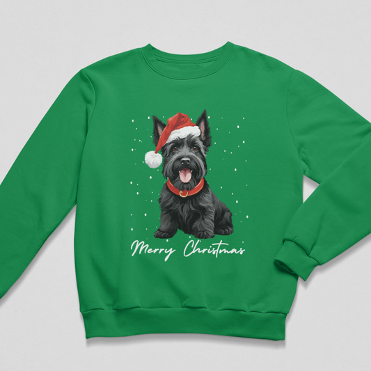Kids Scottie Dog Christmas Jumper – Scottish Terrier Festive Sweatshirt (3-13 yrs)