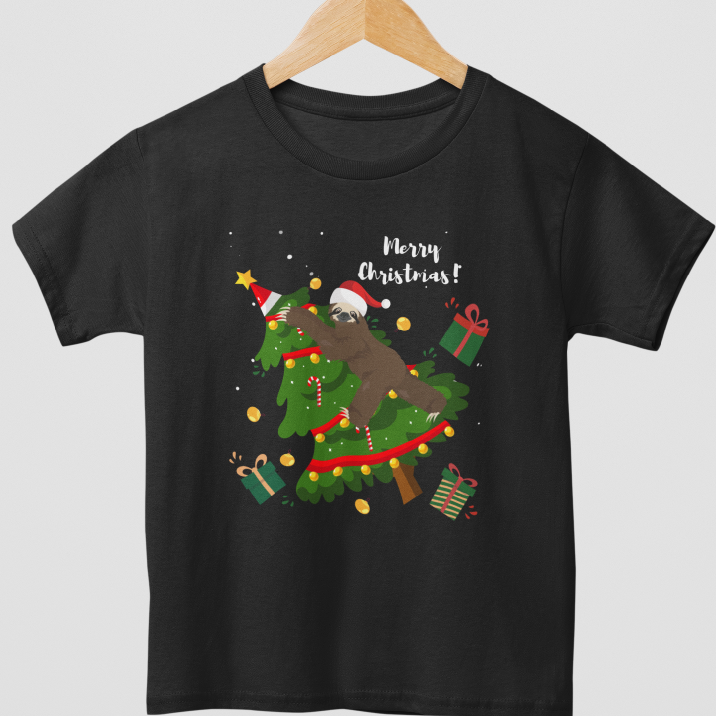 Naughty Christmas Sloth Kids Unisex T-Shirt