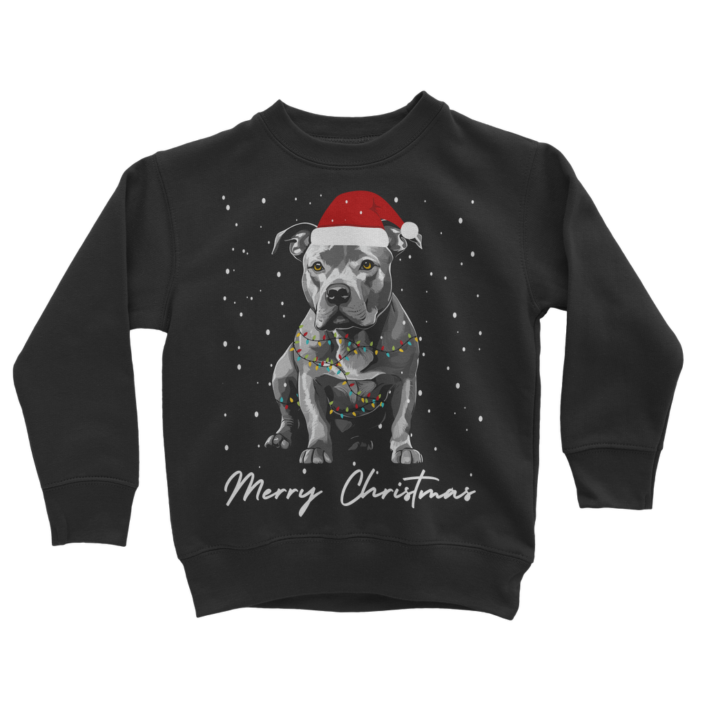 Kids Staffy Christmas Sweatshirt – Dog Lover Jumper (5-13 yrs)