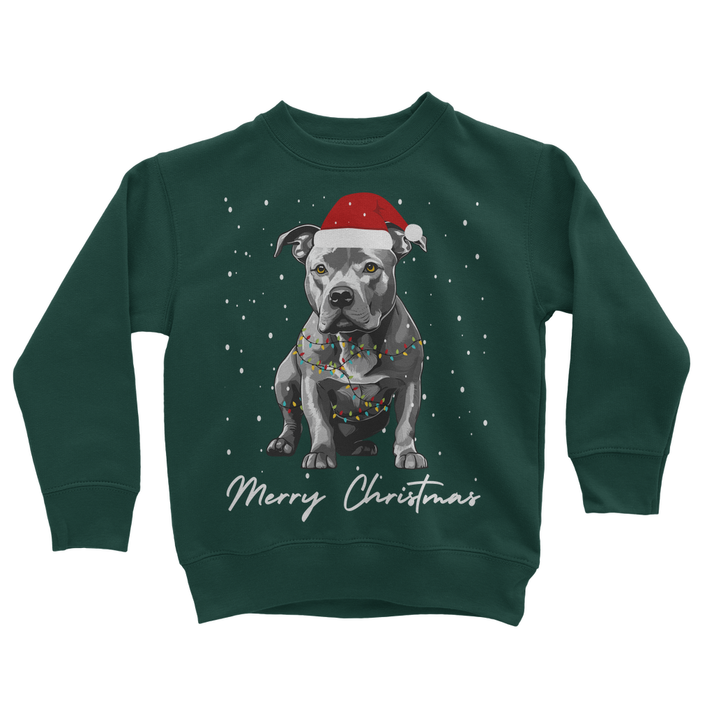 Kids Staffy Christmas Sweatshirt – Dog Lover Jumper (5-13 yrs)