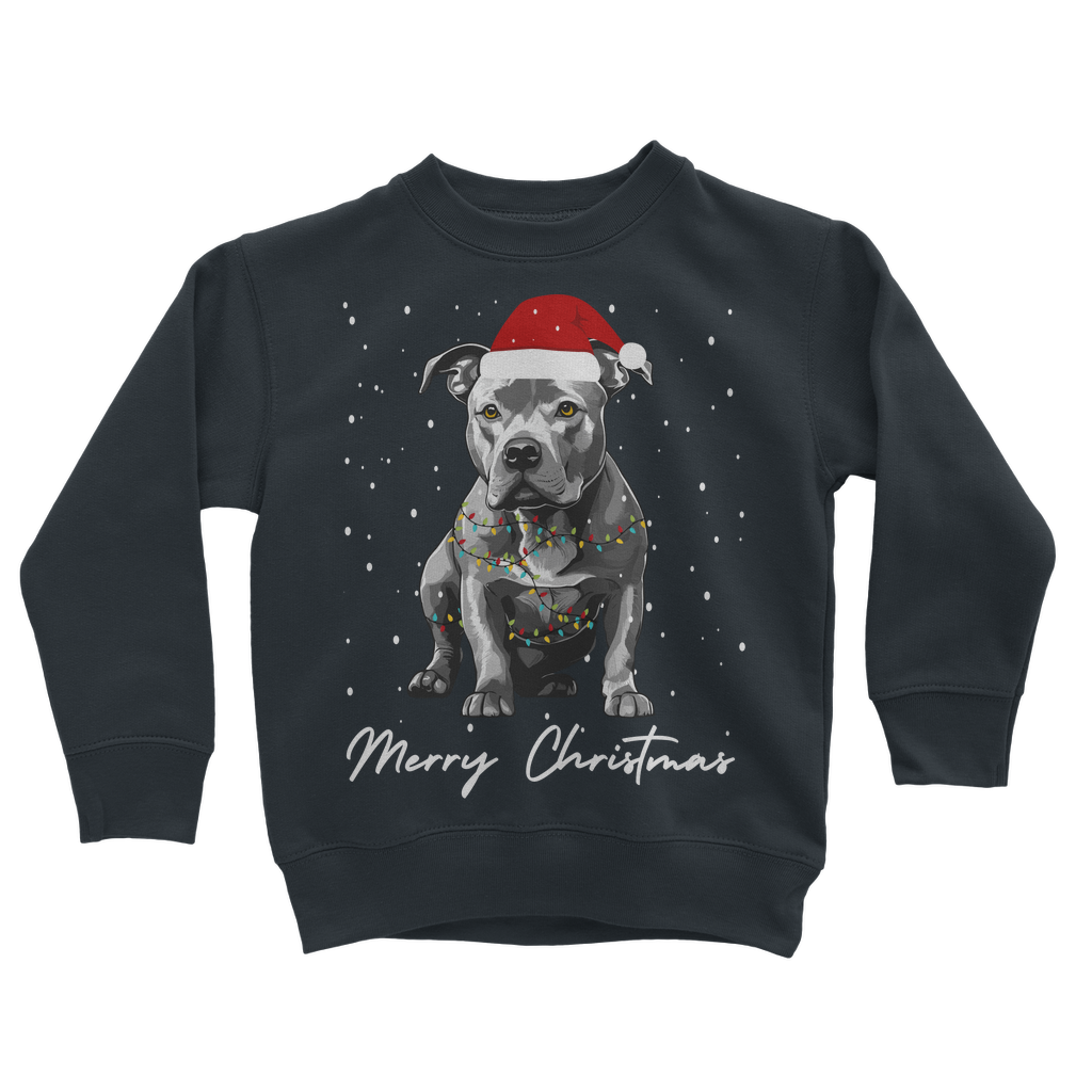Kids Staffy Christmas Sweatshirt – Dog Lover Jumper (5-13 yrs)
