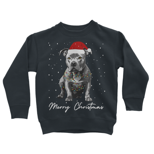 Kids Staffy Christmas Sweatshirt – Dog Lover Jumper (5-13 yrs)