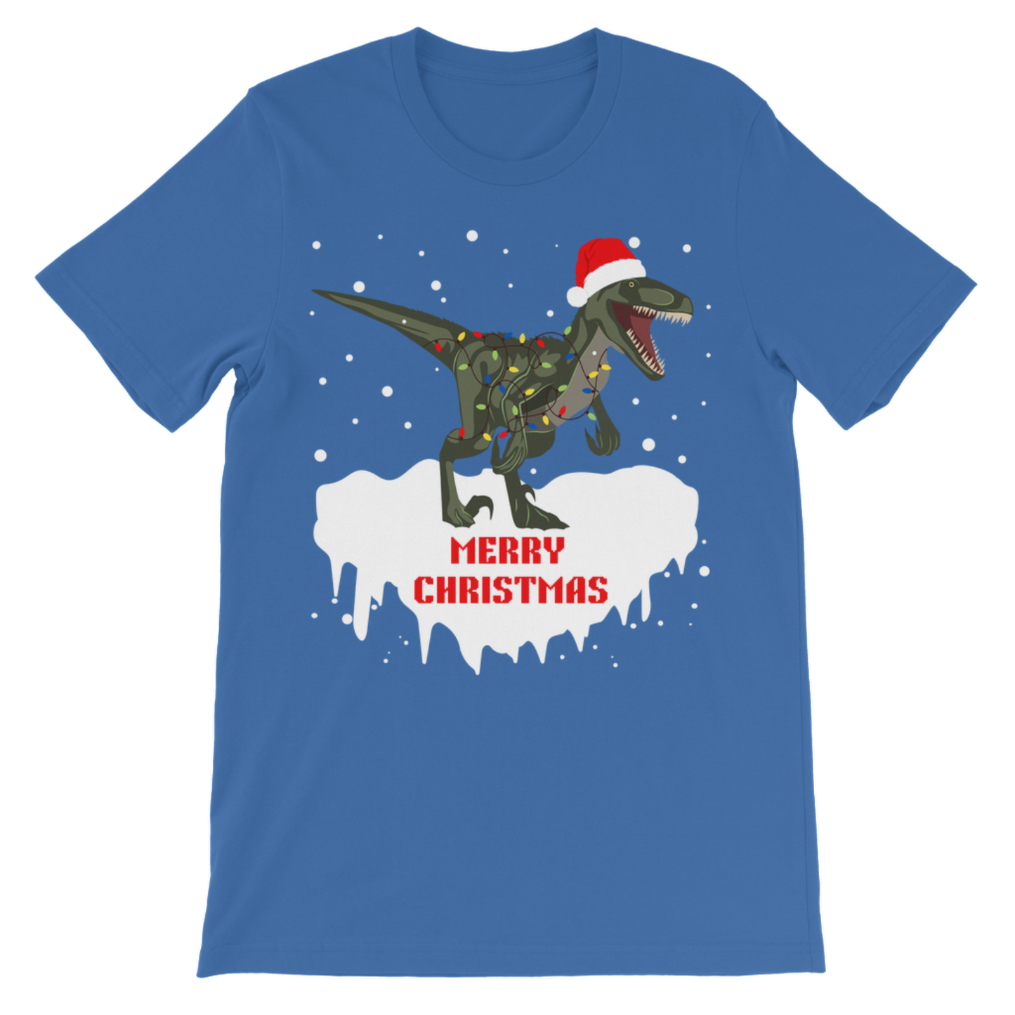 Festive T-rex Xmas Lights  | Kids Cotton T-shirt