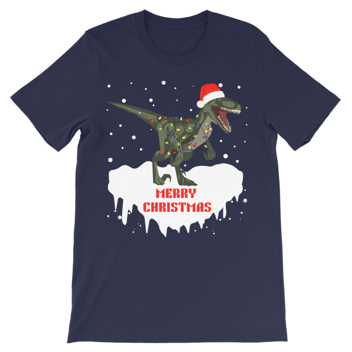 Festive T-rex Xmas Lights  | Kids Cotton T-shirt