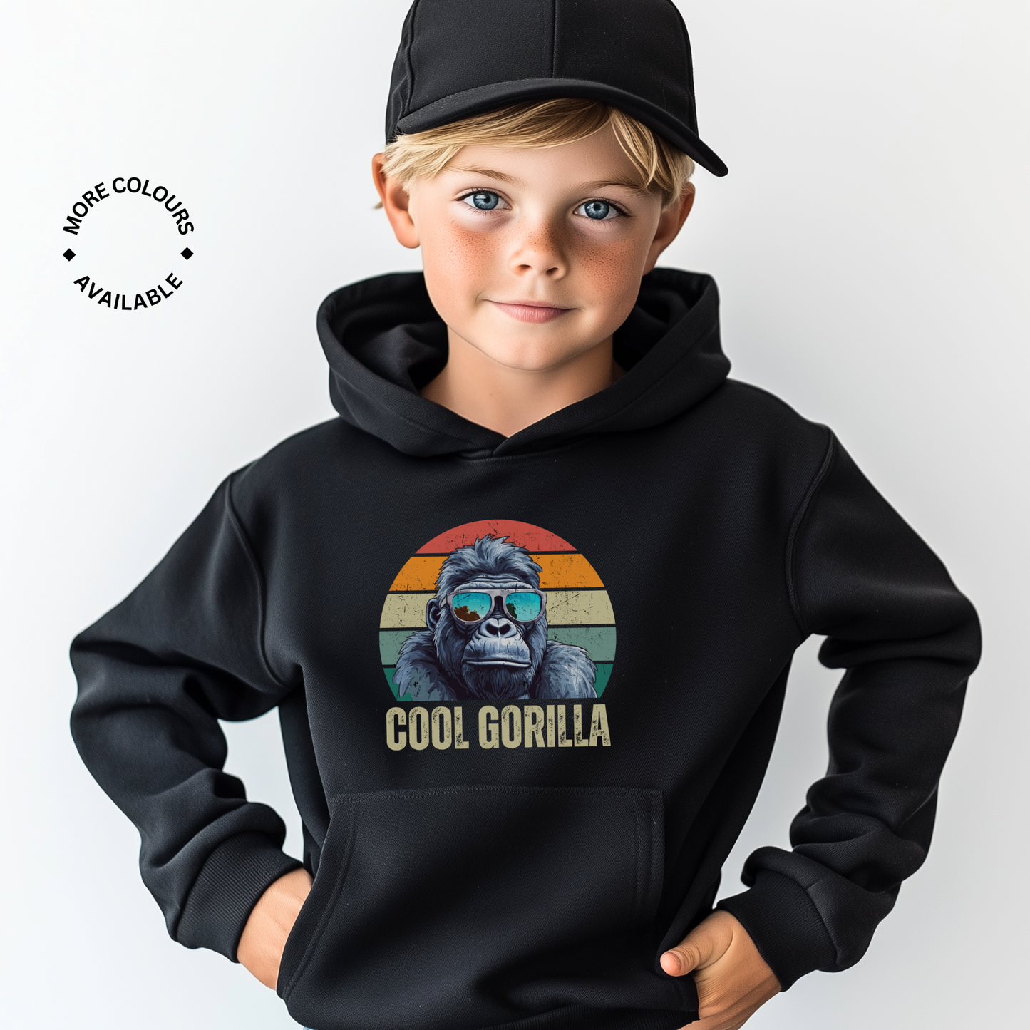 Retro Cool Gorilla - Boys Pullover Hoodie | 3 - 13 years