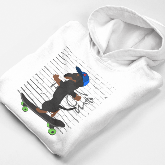 Kids 'Skateboarding Dachshund' Pullover Hoodie | 3 - 13 years