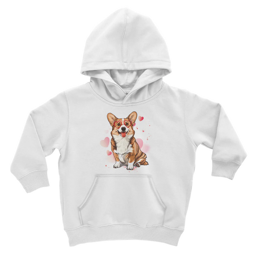 Girls Happy Corgi Pullover Hoodie