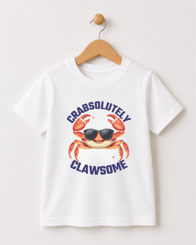 Kids Crab T-Shirt – Crabsolutely Clawsome Summer Tee