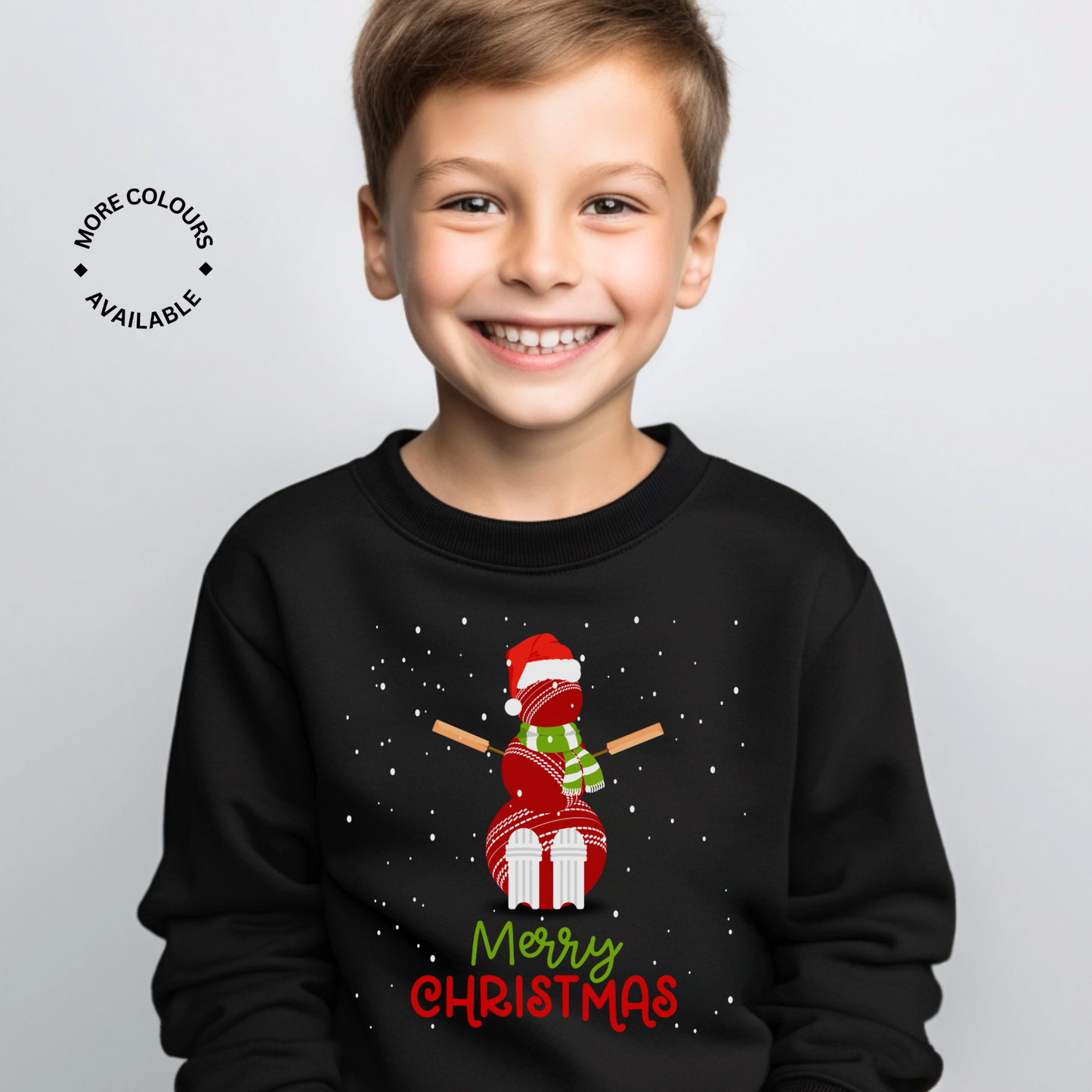 Christmas Cricket Ball Snowman - Kids Xmas Sweatshirt